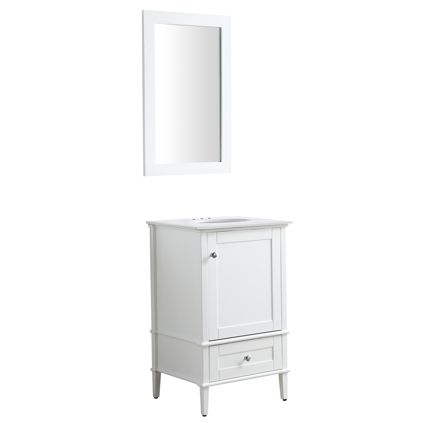 ANZZI Alexander Series 21-in Black Single Sink Bathroom Vanity with White Solid Surface Top (Mirror Included)