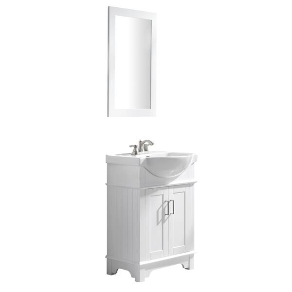 ANZZI Montburn 24-in Rich Black Single Sink Bathroom Vanity with White Ceramic Top (Mirror Included)