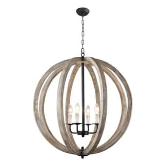 Y Decor Chandeliers Online At Our Best Lighting Y Decor Capoli 4 Light Wooden Orb Chandelier In Neutral Finish