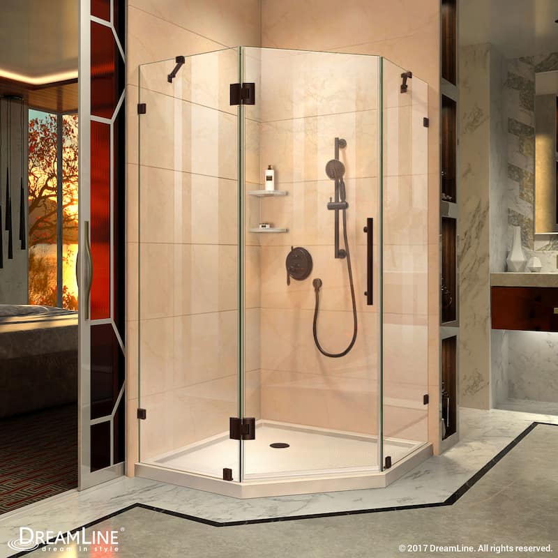 DreamLine Prism Lux 36 in. x 36 in. x 74 3/4 in. H Hinged Shower Enclosure and Shower Base Kit - 36" x 36" - 36" x 36"
