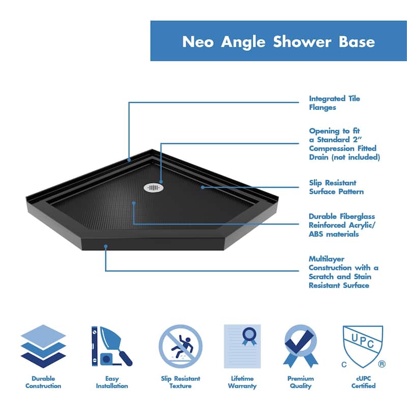 DreamLine Prism Lux 36 in. x 36 in. x 74 3/4 in. H Hinged Shower Enclosure and Shower Base Kit - 36" x 36" - 36" x 36"