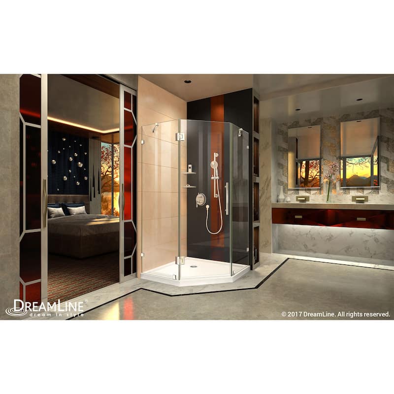 DreamLine Prism Lux 36 in. x 36 in. x 74 3/4 in. H Hinged Shower Enclosure and Shower Base Kit - 36" x 36" - 36" x 36"