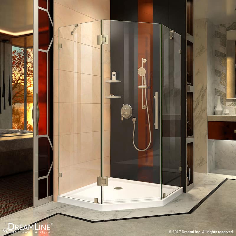 DreamLine Prism Lux 36 in. x 36 in. x 74 3/4 in. H Hinged Shower Enclosure and Shower Base Kit - 36" x 36" - 36" x 36"