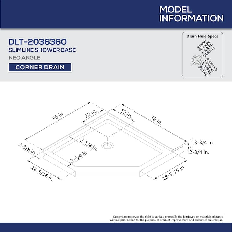 DreamLine Prism Lux 36 in. x 36 in. x 74 3/4 in. H Hinged Shower Enclosure and Shower Base Kit - 36" x 36" - 36" x 36"