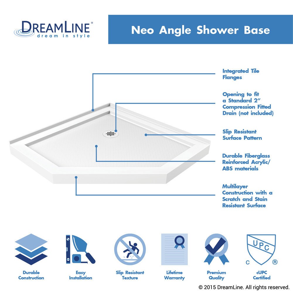 DreamLine DL-6052-06 Prism Lux 40 x 40 Frameless Hinged Corner Shower Enclosure in Oil Rubbed Bronze with White Acrylic Base Kit