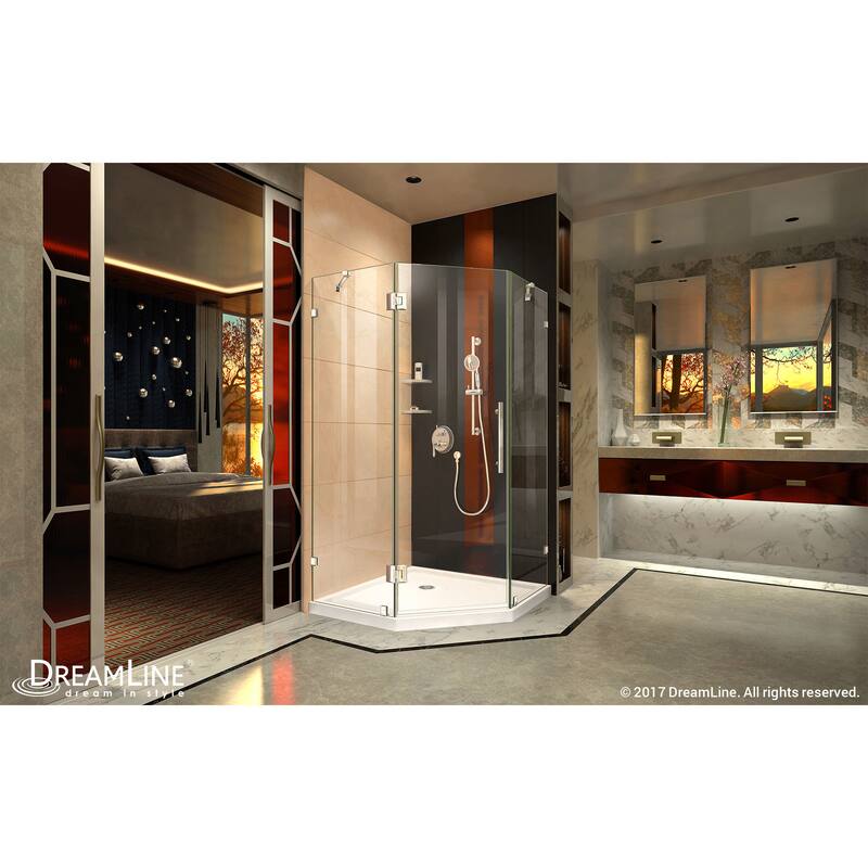 DreamLine Prism Lux 42 in. x 42 in. x 74 3/4 in. H Hinged Shower Enclosure and Shower Base Kit - 42" x 42" - 42" x 42"