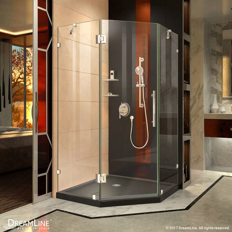DreamLine Prism Lux 42 in. x 42 in. x 74 3/4 in. H Hinged Shower Enclosure and Shower Base Kit - 42" x 42" - 42" x 42"