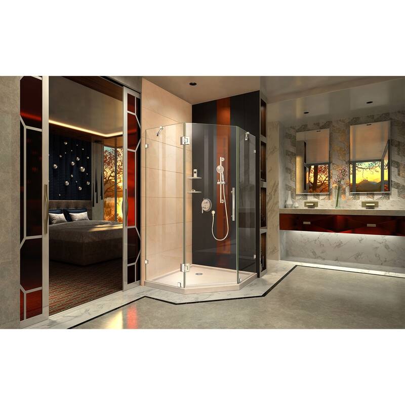 DreamLine Prism Lux 42 in. x 42 in. x 74 3/4 in. H Hinged Shower Enclosure and Shower Base Kit - 42" x 42" - 42" x 42"