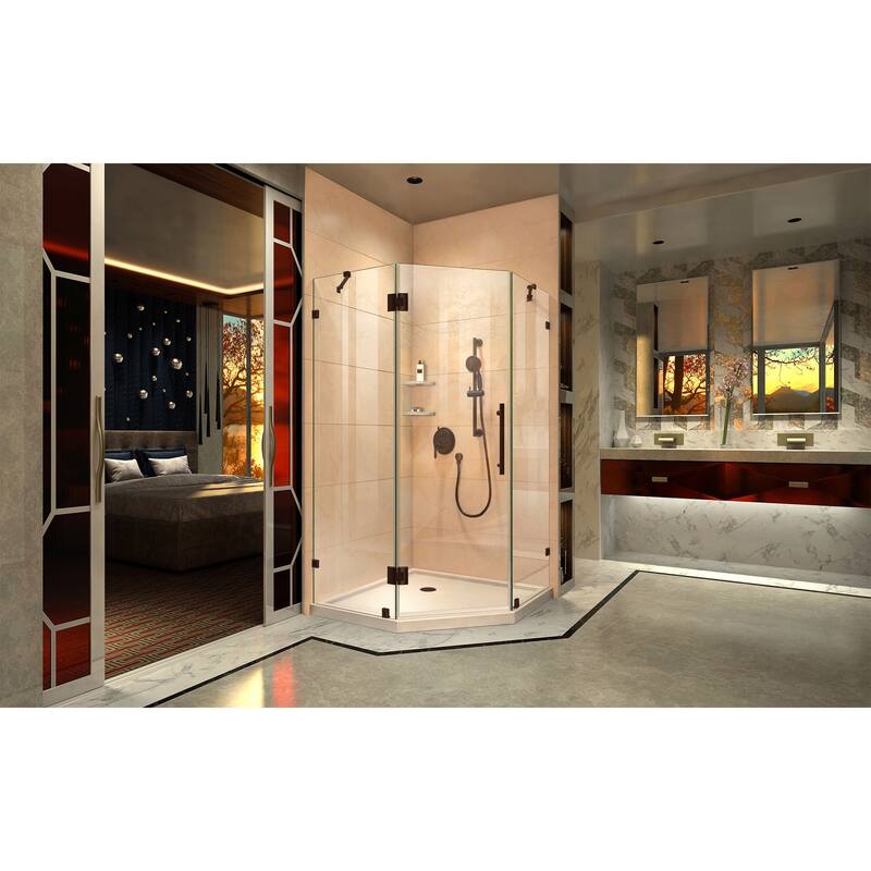 DreamLine Prism Lux 42 in. x 42 in. x 74 3/4 in. H Hinged Shower Enclosure and Shower Base Kit - 42" x 42" - 42" x 42"