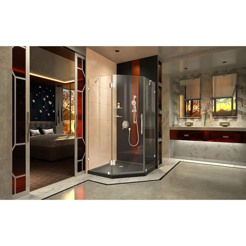 DreamLine Prism Lux 42 in. x 42 in. x 74 3/4 in. H Hinged Shower Enclosure and Shower Base Kit - 42" x 42" - 42" x 42"