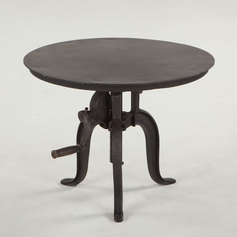 World Interiors Reclaimed Metal Small Adjustable Crank Side Table
