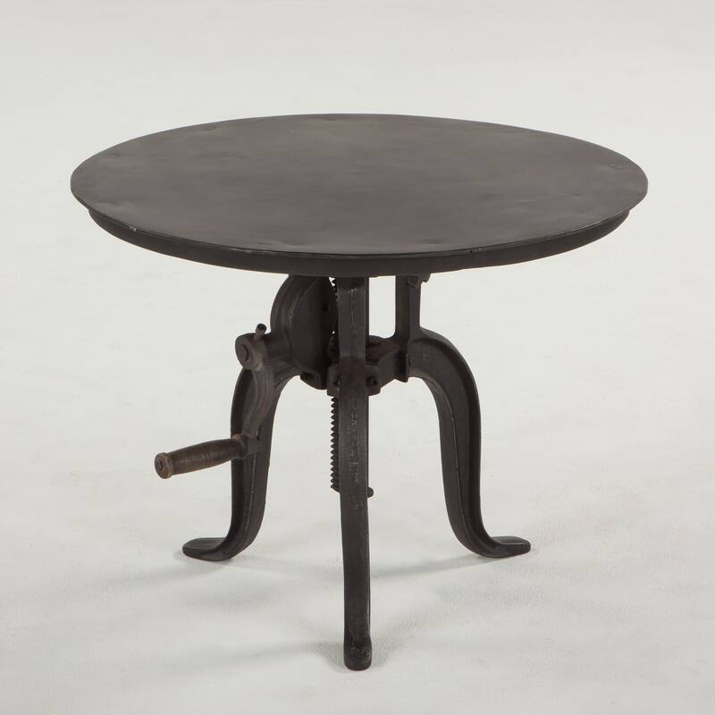 World Interiors Reclaimed Metal Small Adjustable Crank Side Table