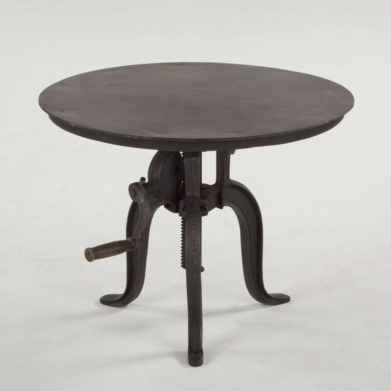 World Interiors Reclaimed Metal Small Adjustable Crank Side Table