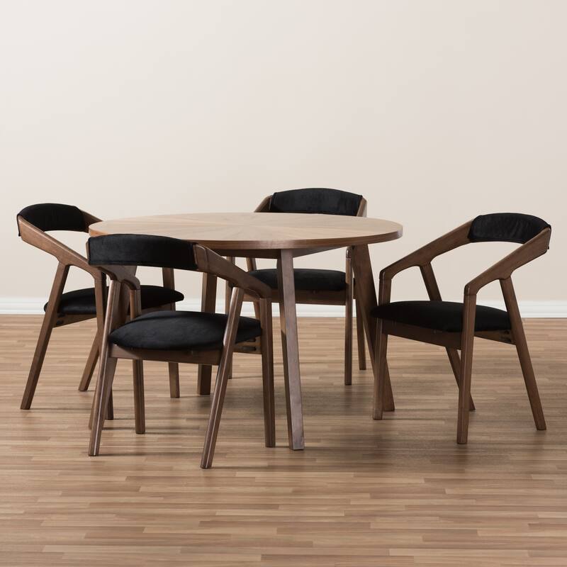Mid-century Grey Fabric 5-piece Dining Set by Baxton Studio