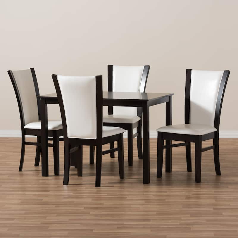 Contemporary 5-Piece White Faux Leather Dining Set by Baxton Studio