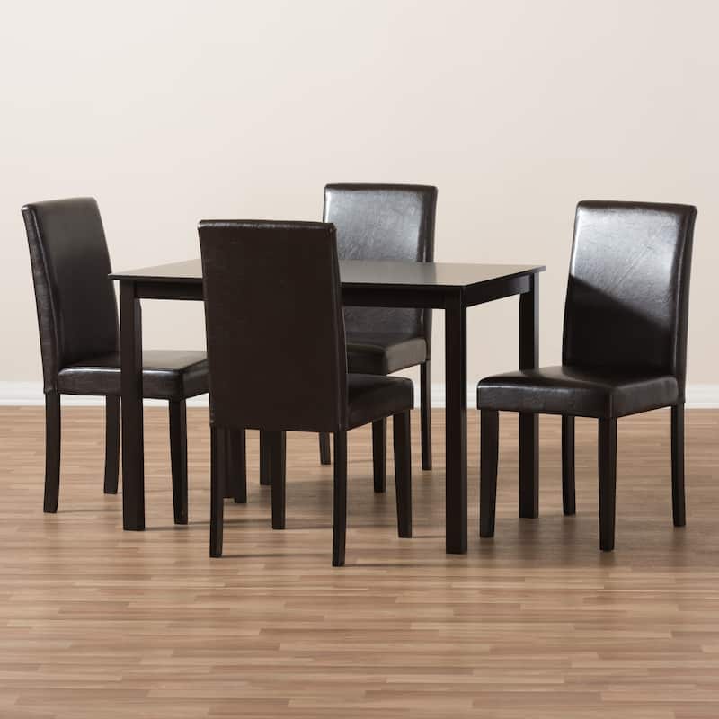 Contemporary Brown Faux Leather 5-Piece Dining Set by Baxton Studio