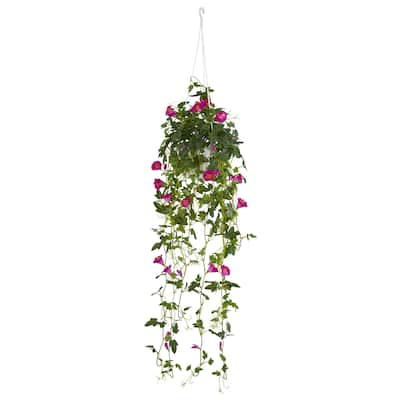 30" Petunia Hanging Basket Artificial Plant