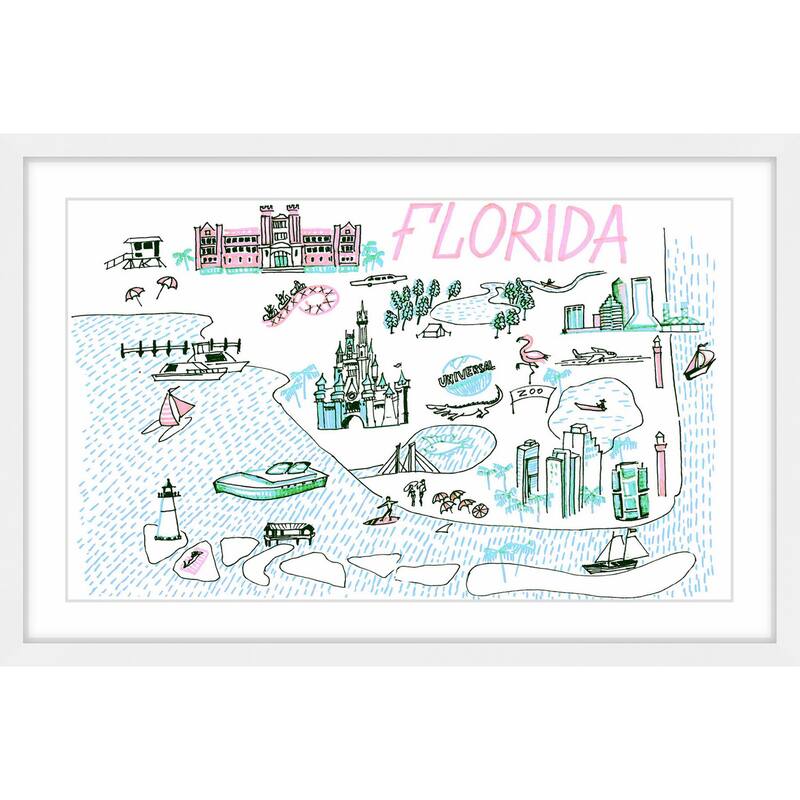 'Florida Isles' Framed Painting Print - Multi-Color