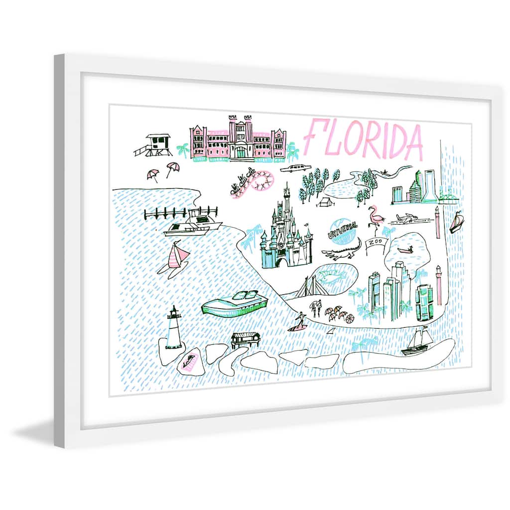 'Florida Isles' Framed Painting Print - Multi-Color