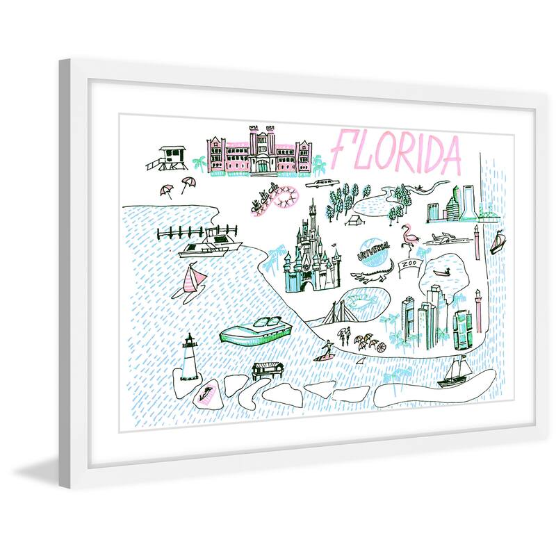 'Florida Isles' Framed Painting Print - Multi-Color