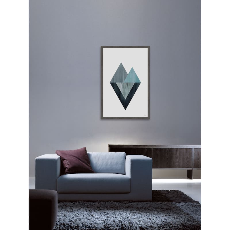 'Triangle Convergence' Framed Painting Print - Multi-Color