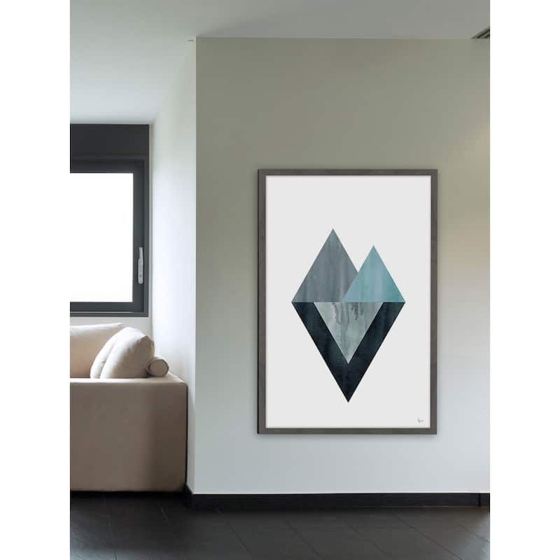 'Triangle Convergence' Framed Painting Print - Multi-Color