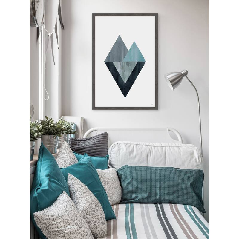 'Triangle Convergence' Framed Painting Print - Multi-Color