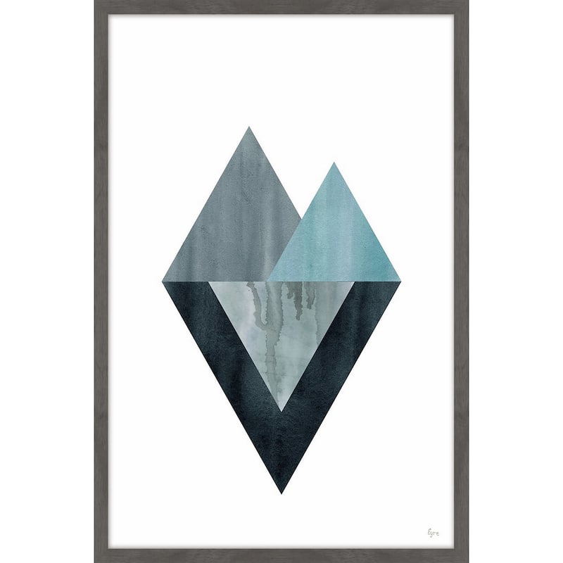 'Triangle Convergence' Framed Painting Print - Multi-Color