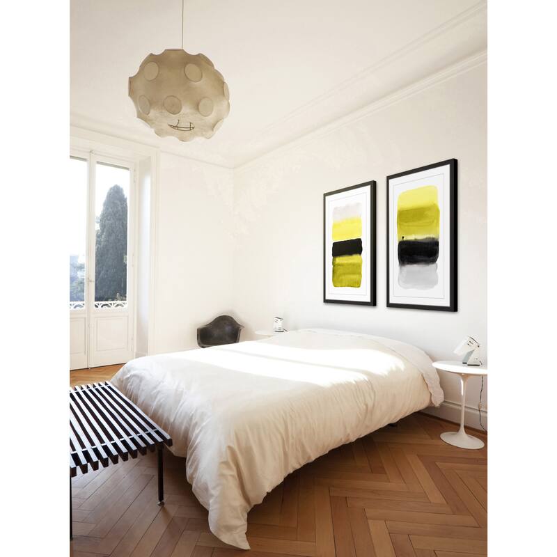 Marmont Hill - Handmade Black and Yellow Diptych - Multi-Color