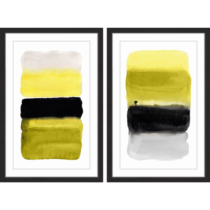 Marmont Hill - Handmade Black and Yellow Diptych - Multi-Color