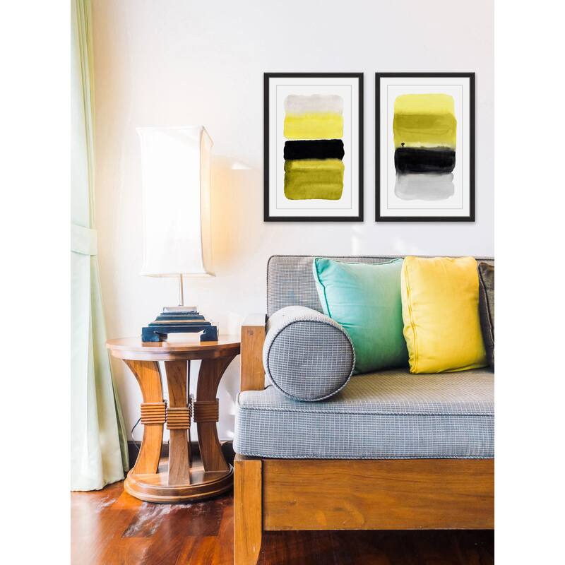 Marmont Hill - Handmade Black and Yellow Diptych - Multi-Color