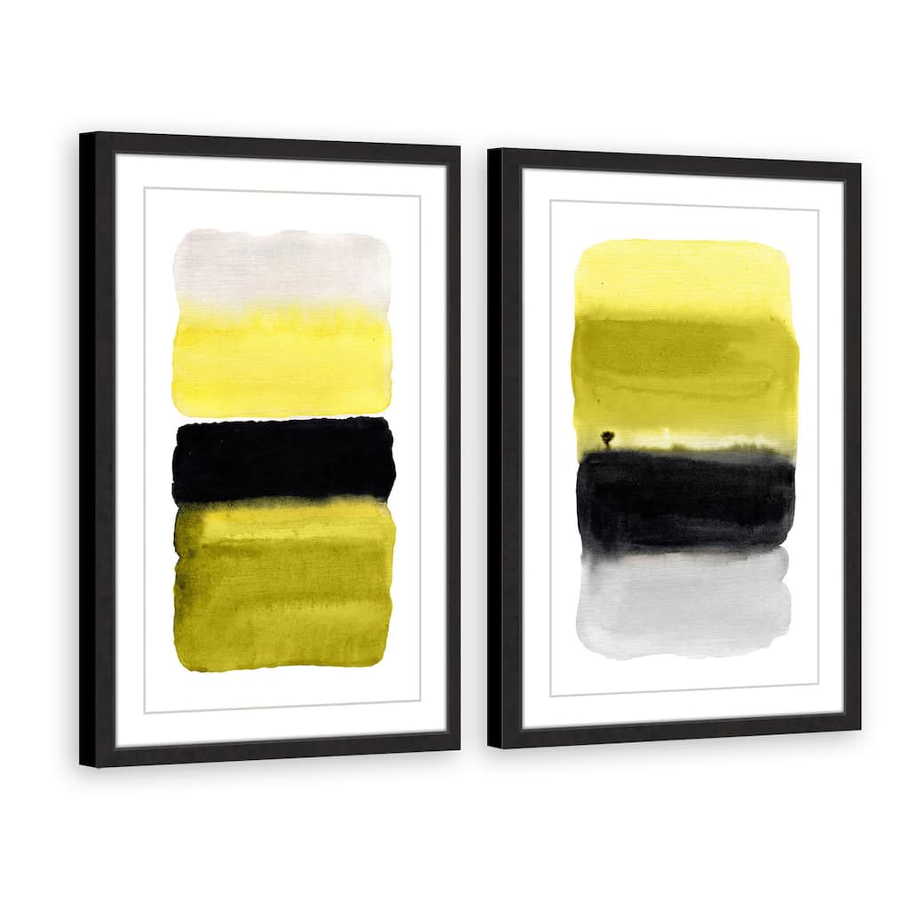 Marmont Hill - Handmade Black and Yellow Diptych - Multi-Color