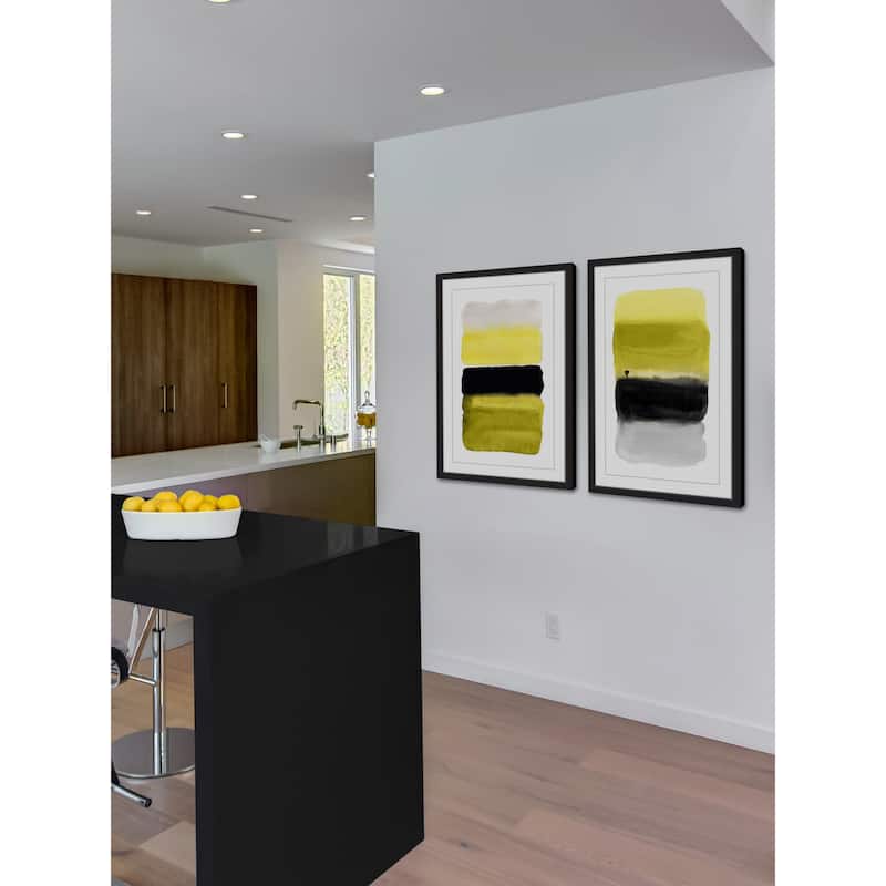 Marmont Hill - Handmade Black and Yellow Diptych - Multi-Color