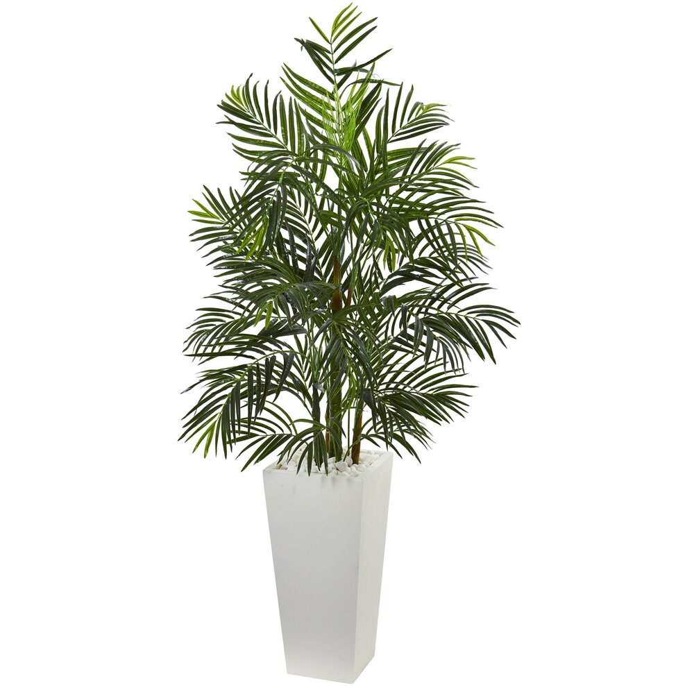 Nearly Natural5 Areca Artificial Palm Tree In White Planter Uv Resistant Indoor Outdoor Green Dailymail