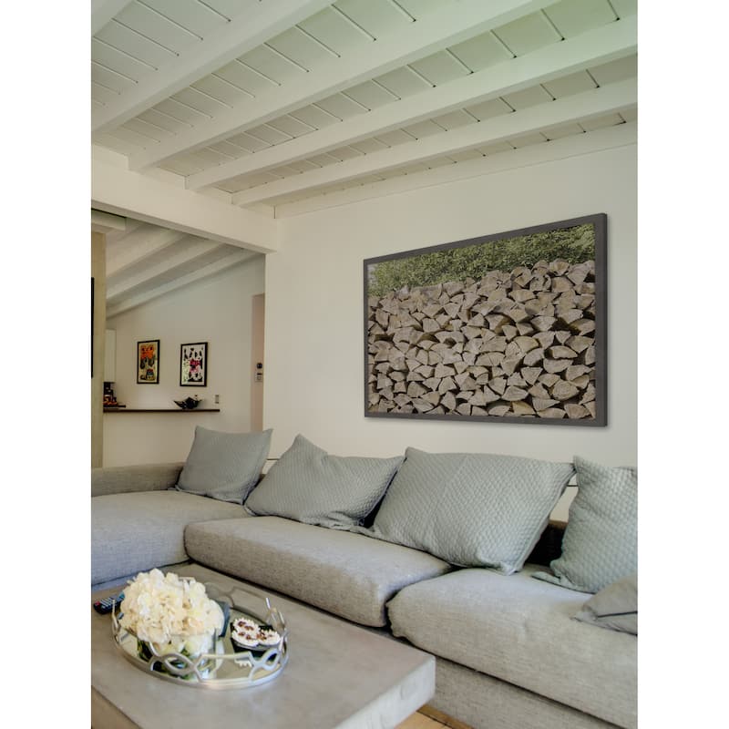 'Woodpile' Framed Painting Print - Multi-Color