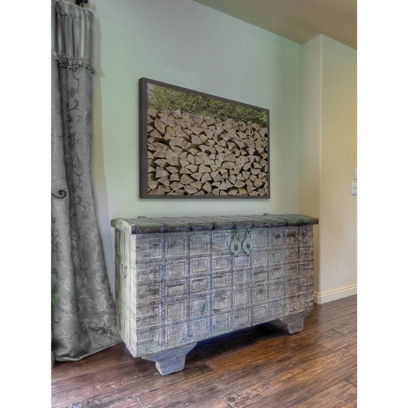 'Woodpile' Framed Painting Print - Multi-Color
