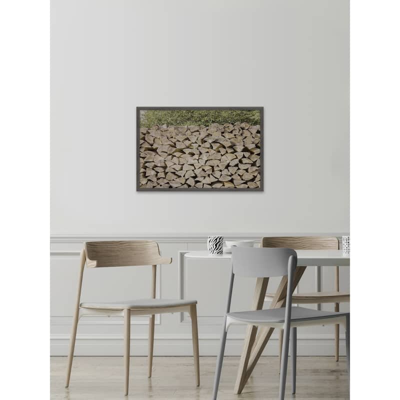 'Woodpile' Framed Painting Print - Multi-Color