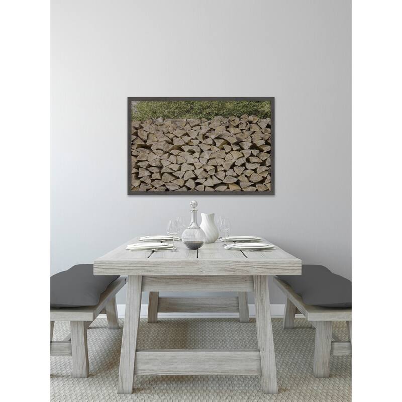 'Woodpile' Framed Painting Print - Multi-Color