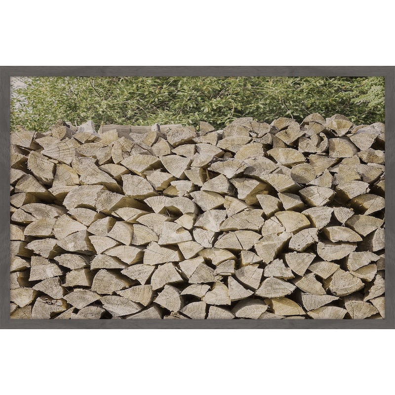 'Woodpile' Framed Painting Print - Multi-Color
