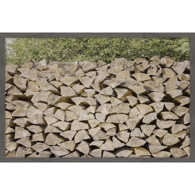 'Woodpile' Framed Painting Print - Multi-Color
