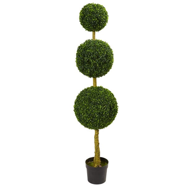 5.5' Triple Ball Boxwood Artificial Topiary Tree UV Resistant (Indoor ...