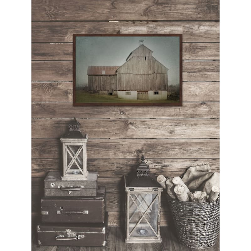 'Ancienne Grange' Framed Painting Print - Multi-Color