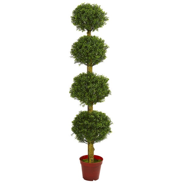 2 BOXWOOD OUTDOOR 5' TOPIARY TREE UV CONE TOWER FAKE 4 3 PATIO ARTIFICIAL BALL 