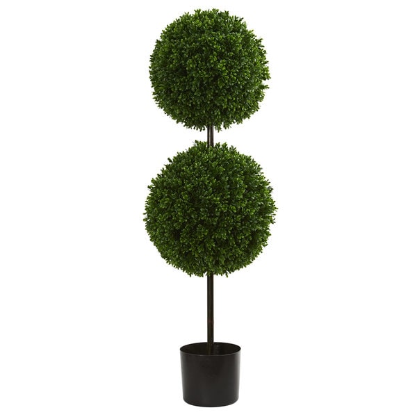 2 BOXWOOD OUTDOOR 5' TOPIARY TREE UV CONE TOWER FAKE 4 3 PATIO ARTIFICIAL BALL 
