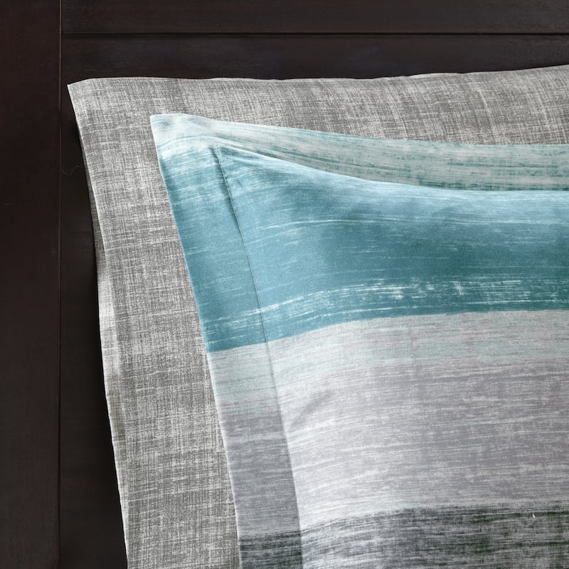 Madison Park Essentials Barret Aqua Comforter Set with Cotton Bed Sheets