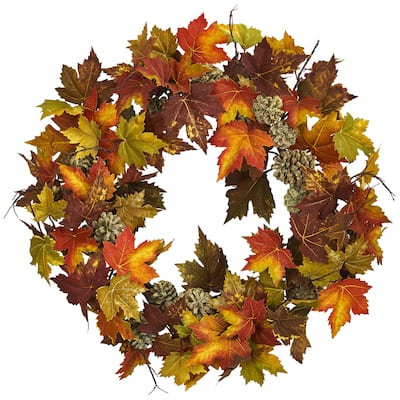 24" Maple Pine Cone Wreath