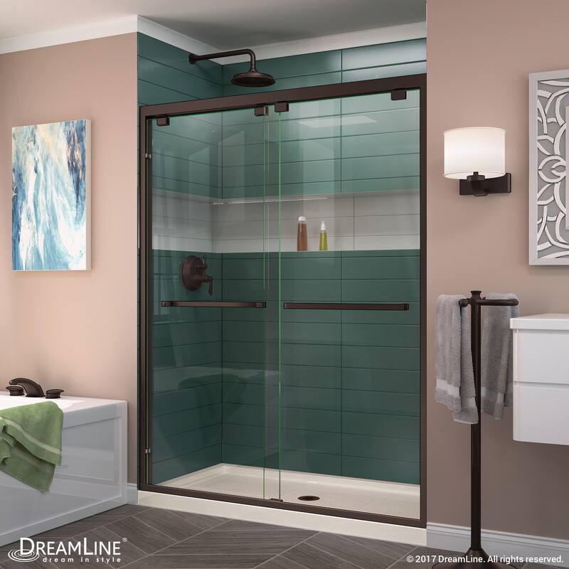 DreamLine Encore 30 in. D x 60 in. W x 78 3/4 in. H Bypass Sliding Shower Door and Shower Base Kit - 30" x 60" - 30" x 60"