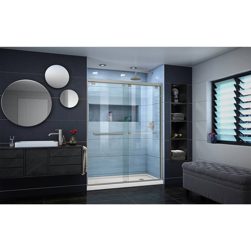 DreamLine Encore 30 in. D x 60 in. W x 78 3/4 in. H Bypass Sliding Shower Door and Shower Base Kit - 30" x 60" - 30" x 60"