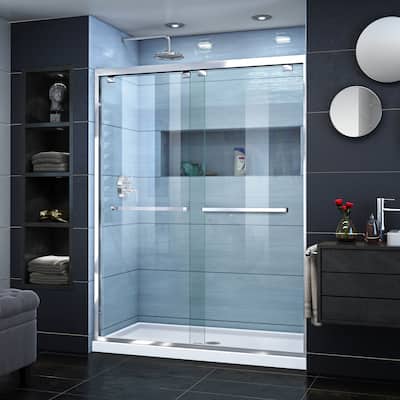 DreamLine Encore 30 in. D x 60 in. W x 78 3/4 in. H Bypass Sliding Shower Door and Shower Base Kit - 30" x 60" - 30" x 60"