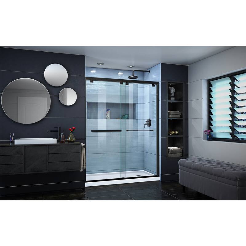 DreamLine Encore 30 in. D x 60 in. W x 78 3/4 in. H Bypass Sliding Shower Door and Shower Base Kit - 30" x 60" - 30" x 60"